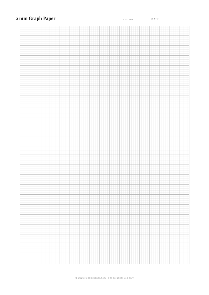 Printable 2 mm graph paper preview