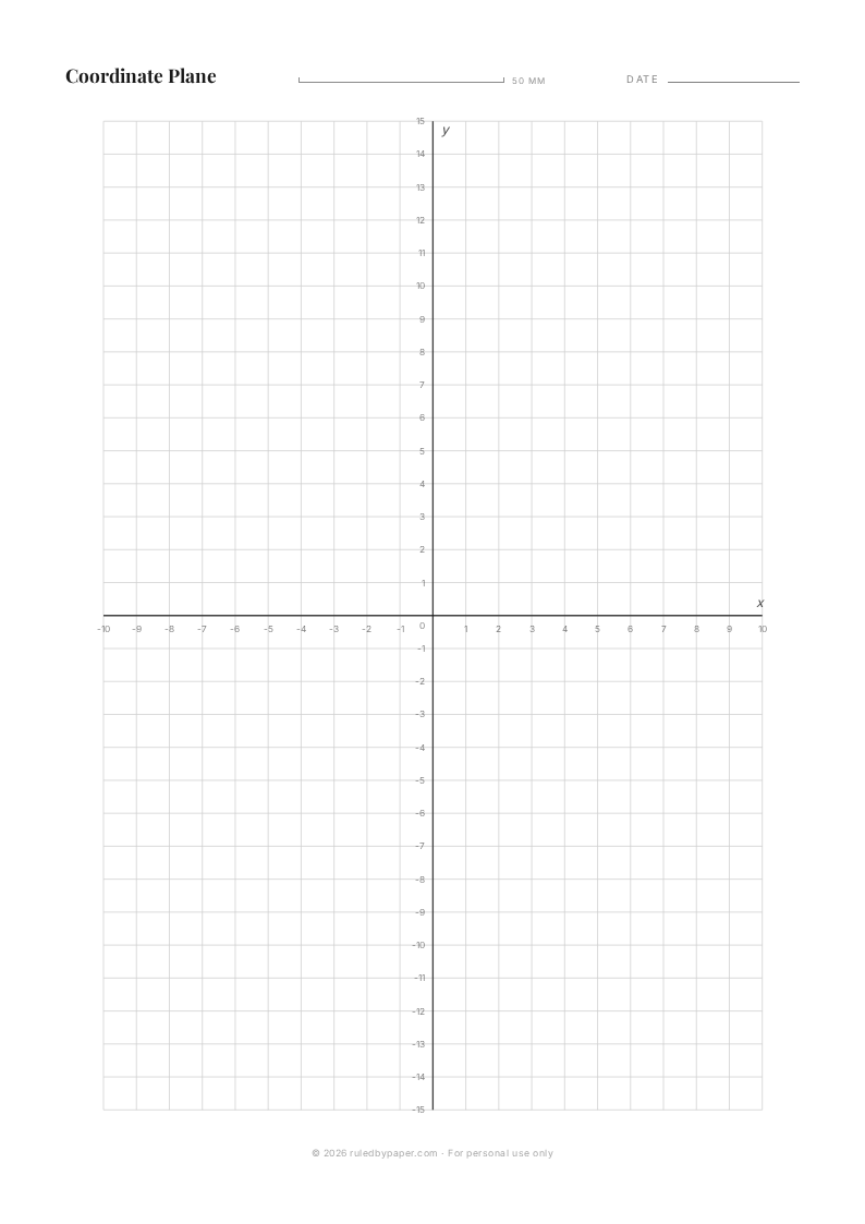 Printable coordinate plane preview