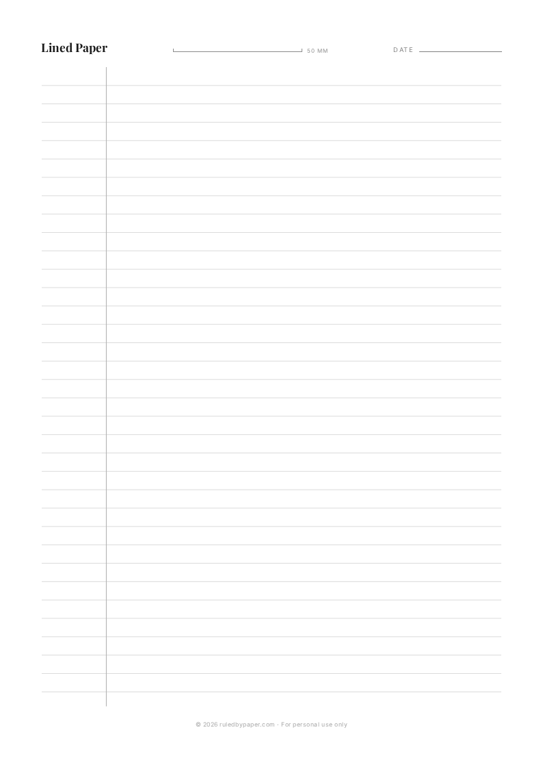 Printable lined paper preview