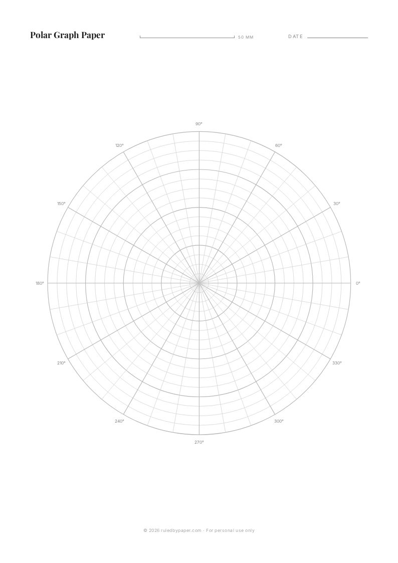 Printable polar graph paper preview