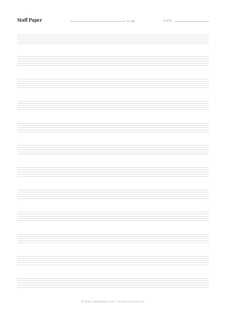 Printable staff paper preview