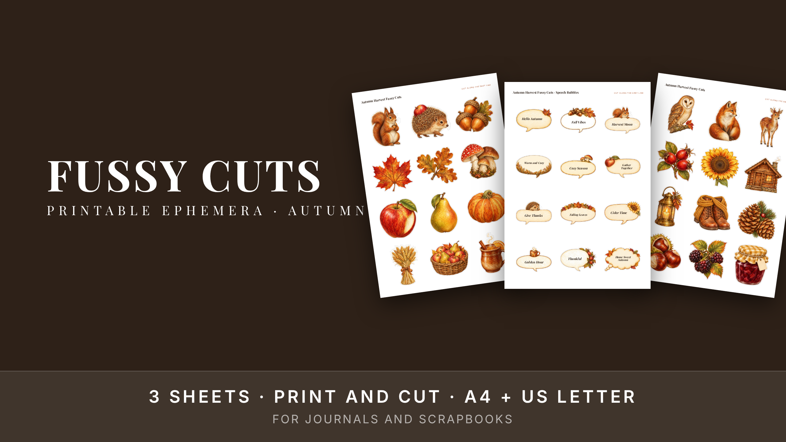 Autumn Harvest Fussy Cuts · Printable Junk Journal Ephemera