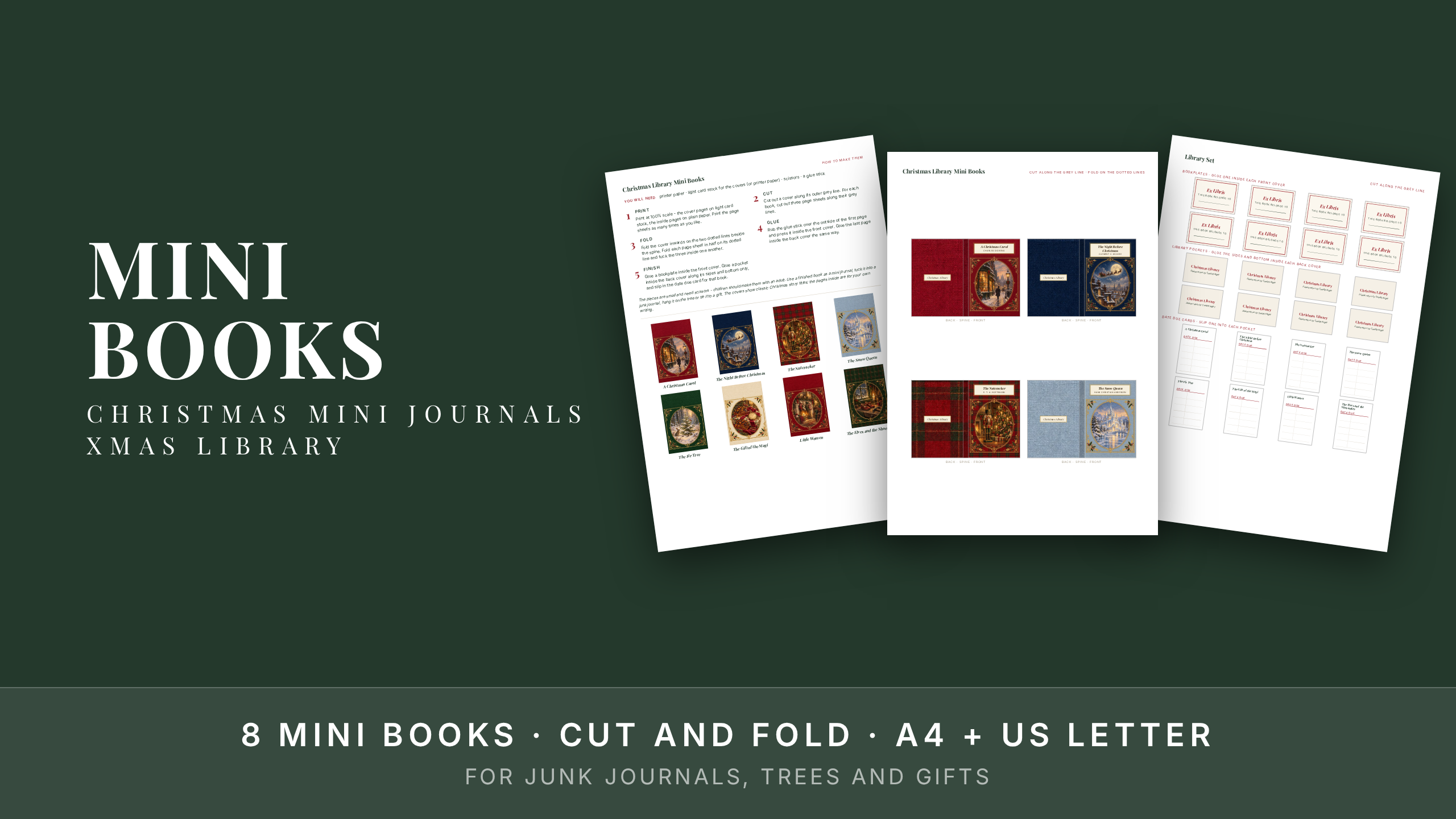 Christmas Mini Books Printable · Vintage Library Mini Journals