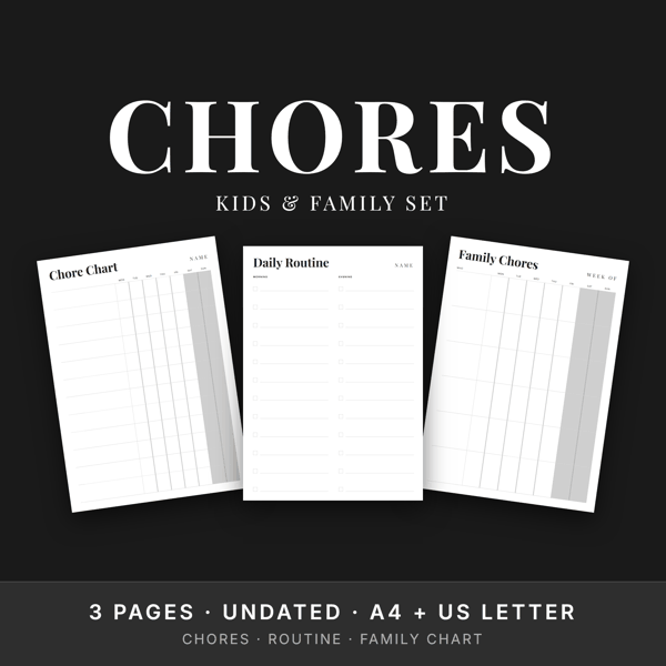 Kids Chore Chart Set · Routine + Family Chart