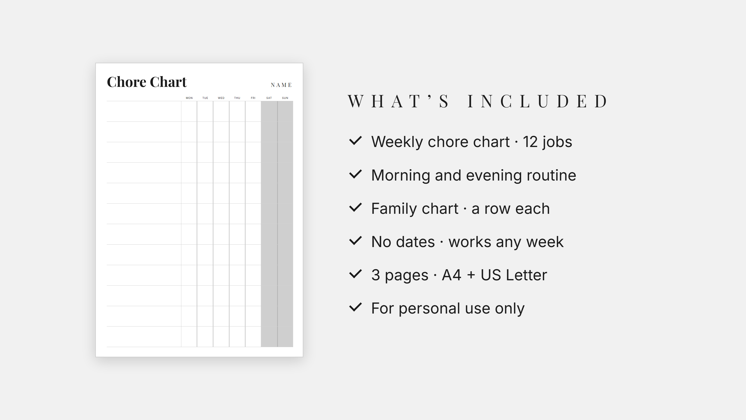 Kids Chore Chart Set · Routine + Family Chart