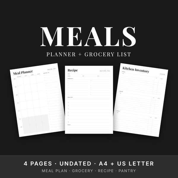 Meal Planner Set · Weekly Menu + Grocery List