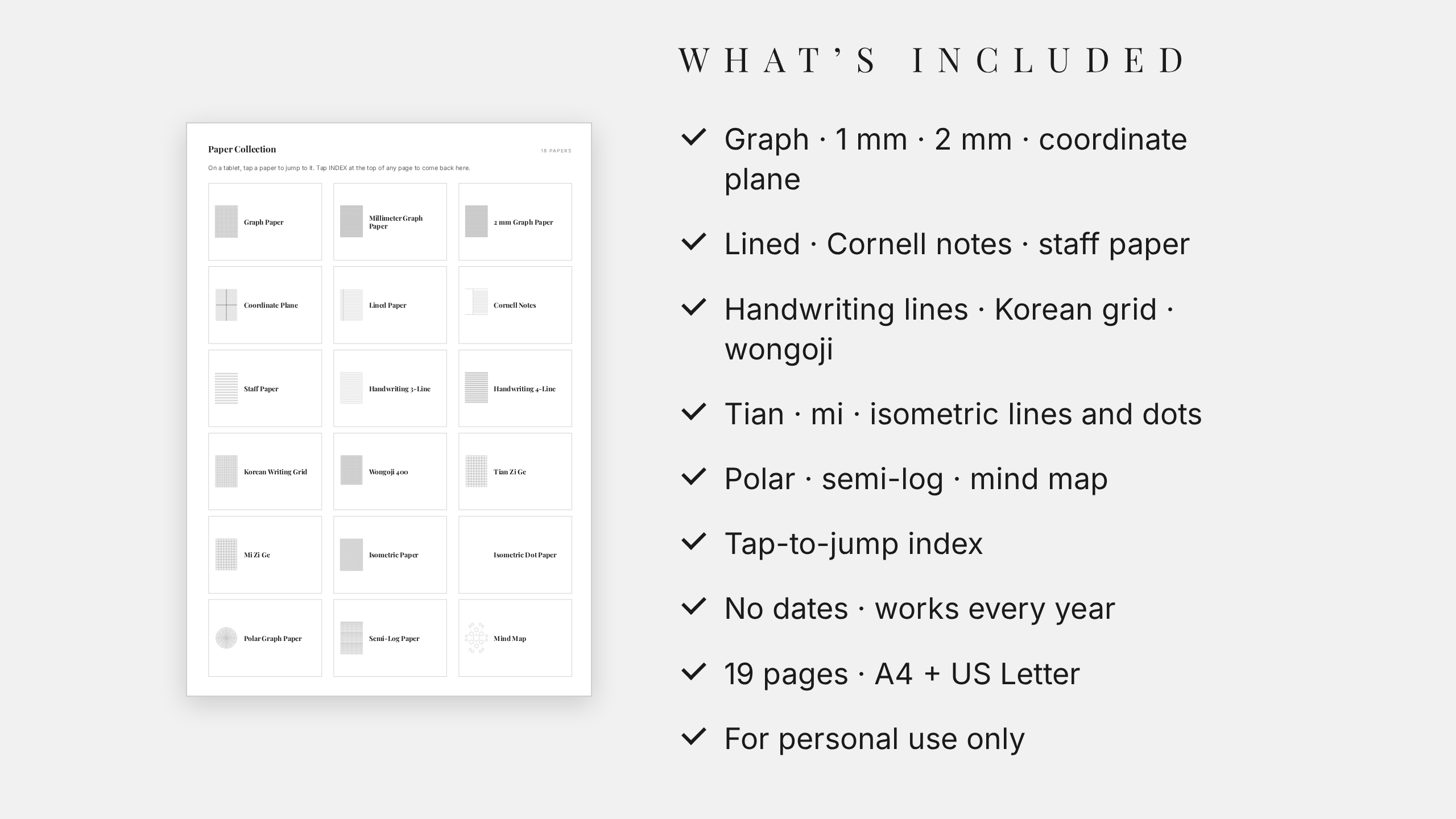 Printable Paper Pack · Graph, Lined, Cornell Notes + More