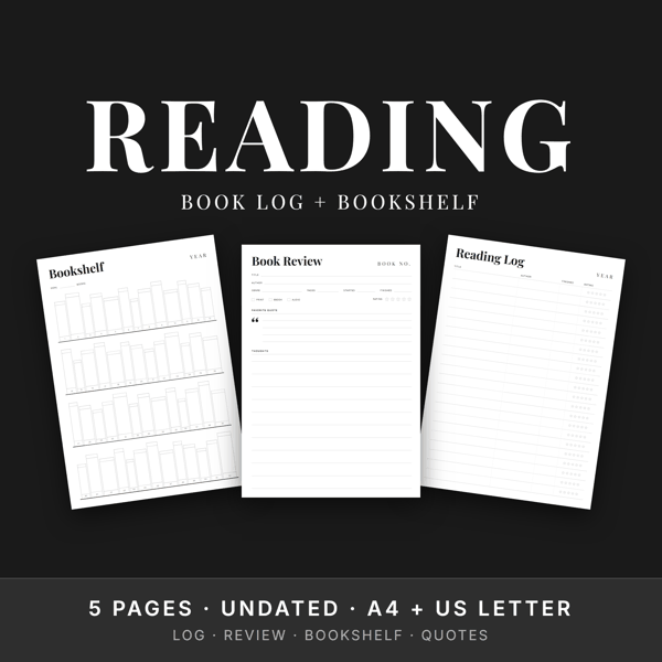 Reading Journal Set · Book Log + Bookshelf Tracker