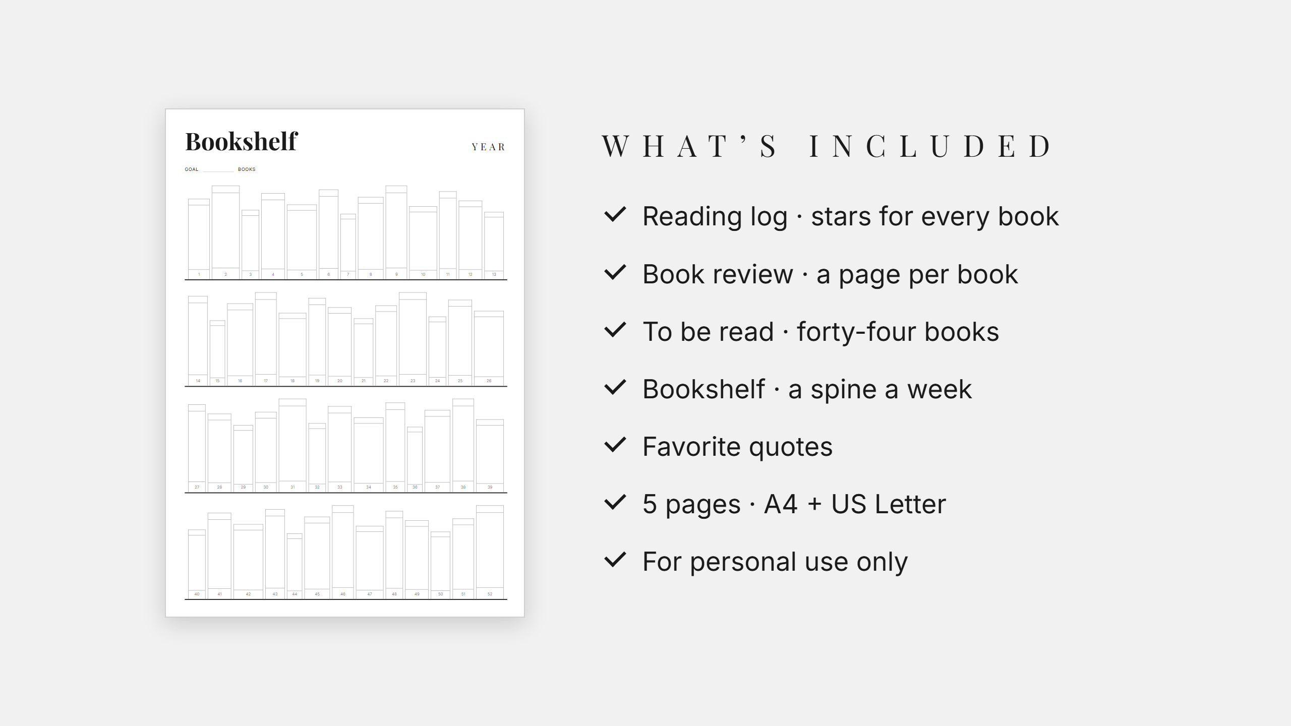 Reading Journal Set · Book Log + Bookshelf Tracker
