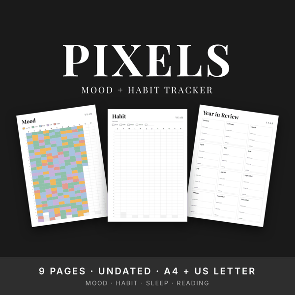 Year in Pixels Set · Yearly Mood + Habit Tracker
