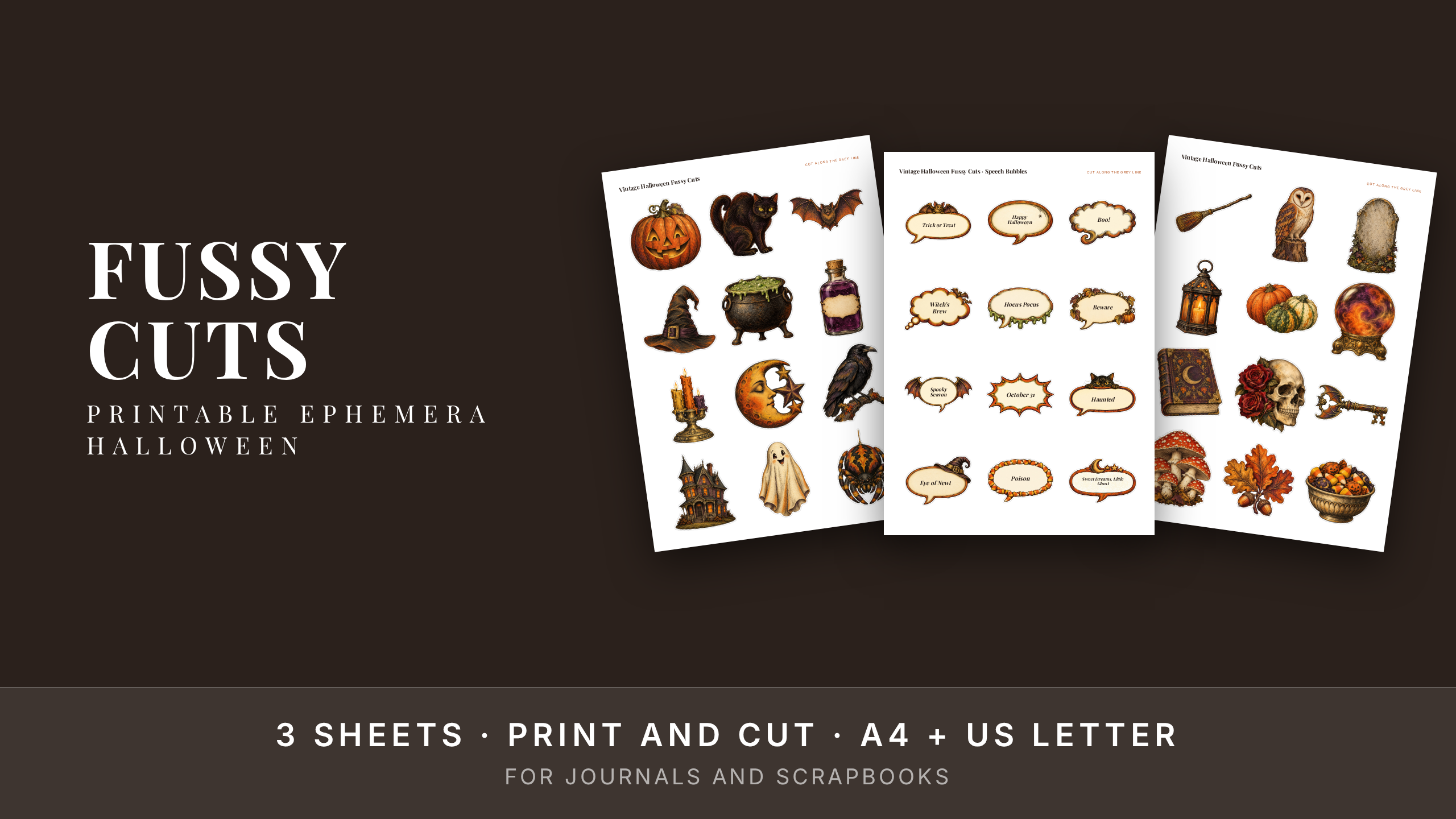 Vintage Halloween Fussy Cuts · Printable Junk Journal Ephemera