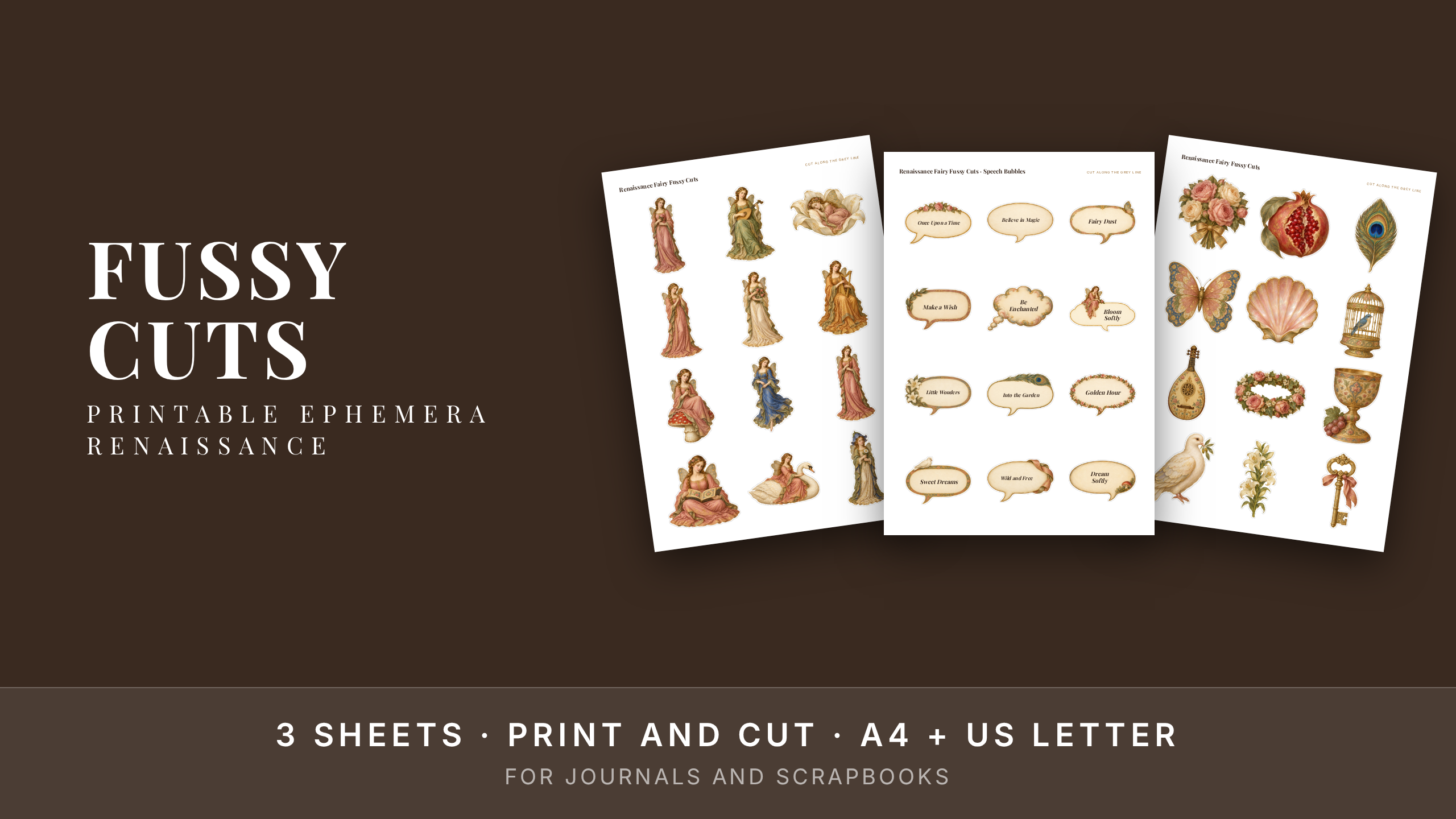 Renaissance Fairy Fussy Cuts · Printable Junk Journal Ephemera